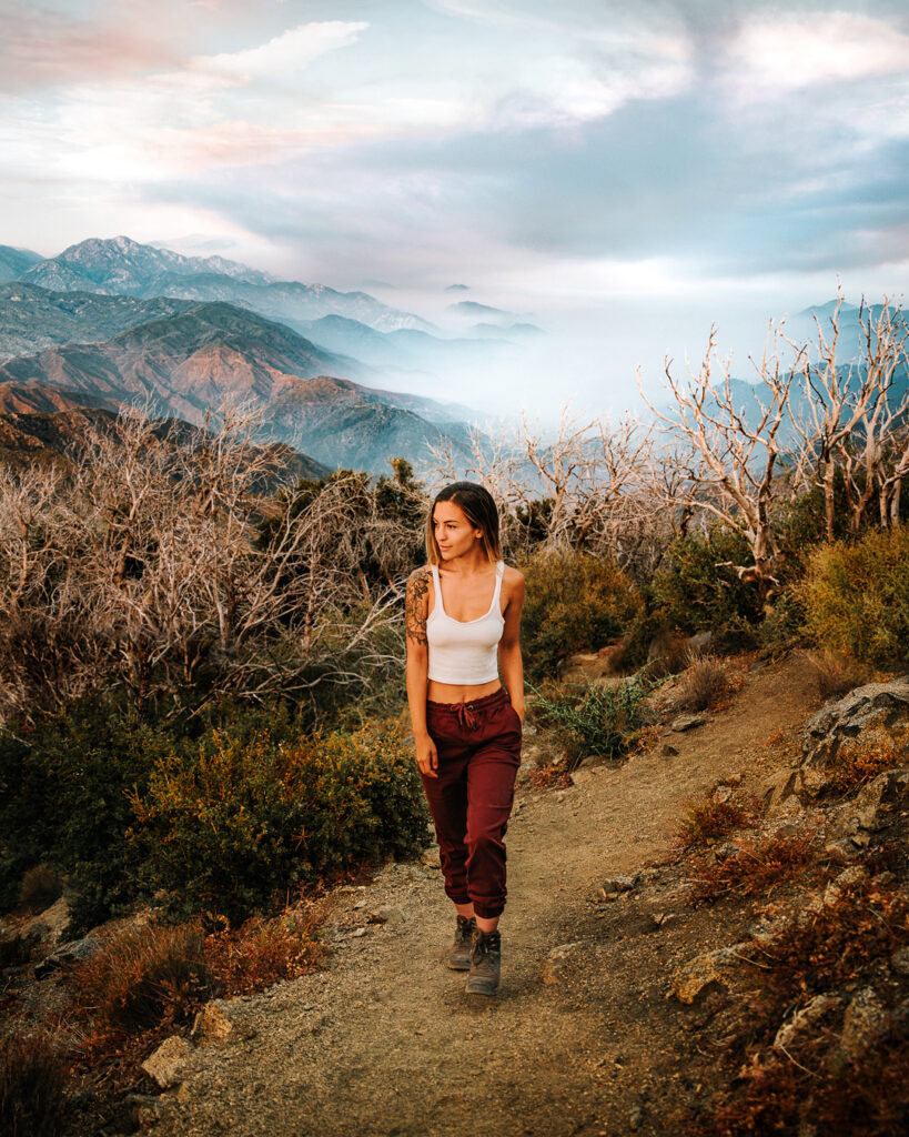 Bree walking down a mountain trail