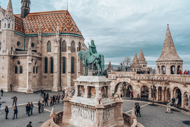 the palace's square in Budapest, Hungary