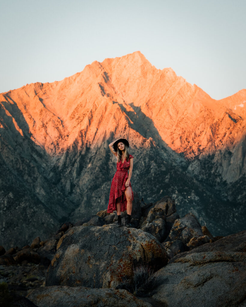 Bree standing on a rock in the Alabama Hills